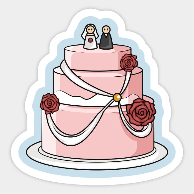 Wedding cake cartoon illustration Sticker by Miss Cartoon